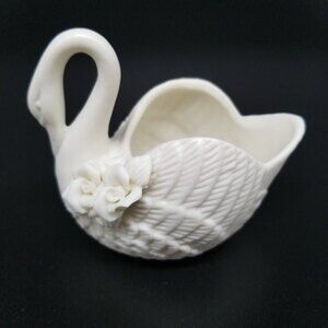 Swan Figurine Hand Crafted UG Collectible Ceramic Cream Colored